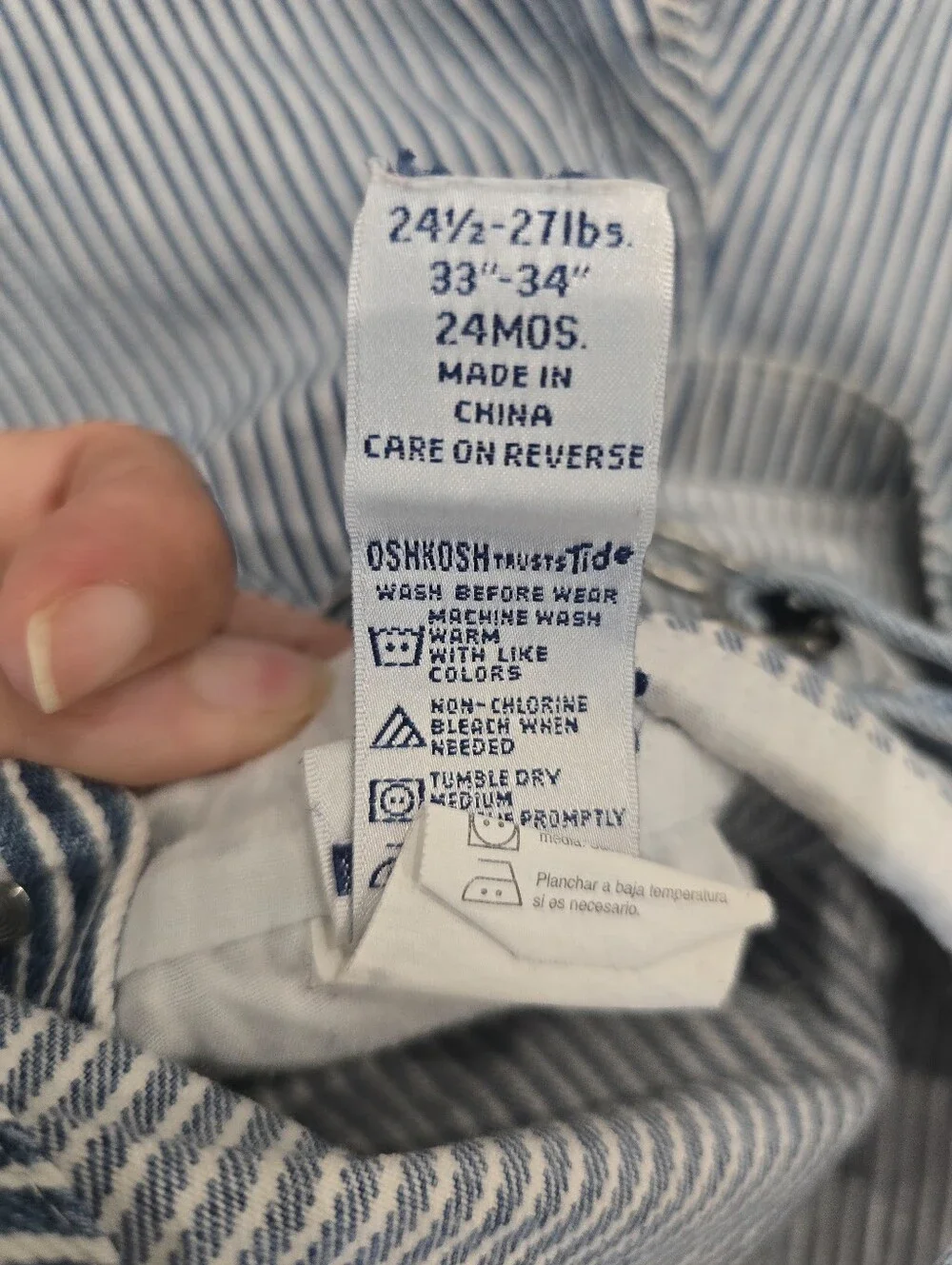 GUC OshKosh B'gosh Blue and White Striped Shortalls